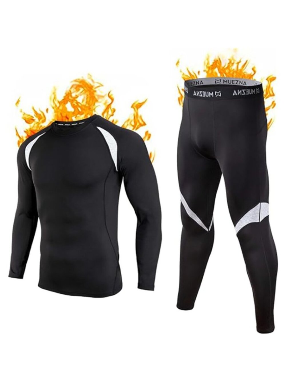 Warm Fleece Lined Men Thermal Underwear Set Soft Elastic Long Johns Set